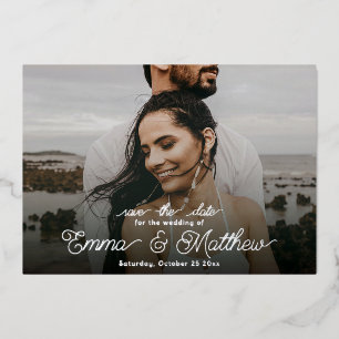 Boho Under the Sea Photo Curly Save the Date Foil Invitation