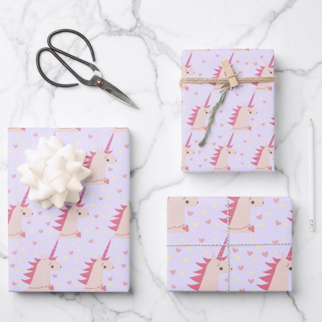 Boho Unicorn pastels Wrapping Paper Sheets (Front)