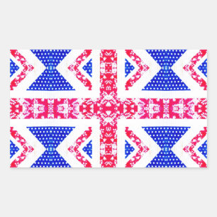 boho union jack rectangular sticker