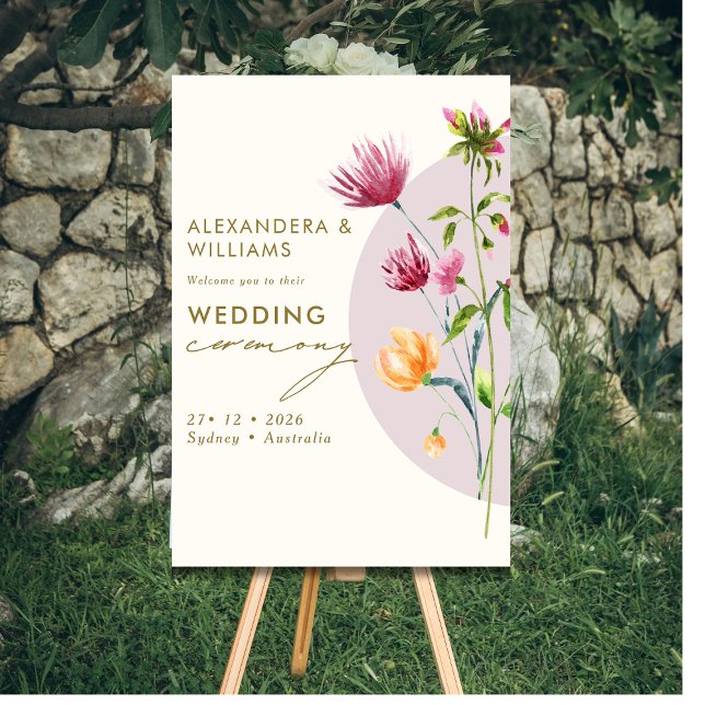 Boho Unique Spring Wildflower Whimsical Wedding Foam Board (Creator Uploaded)
