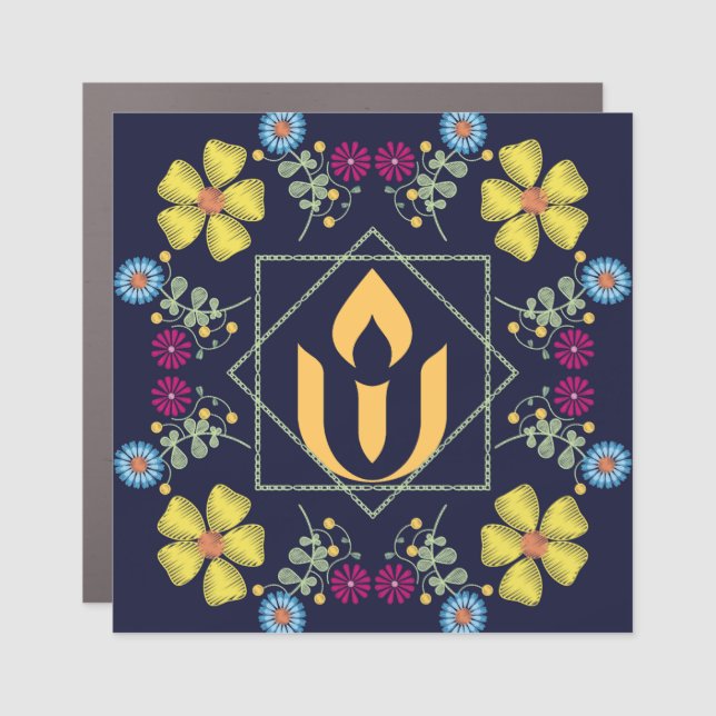 Boho Unitarian Universalist chalice geometric  Car Magnet (Front)