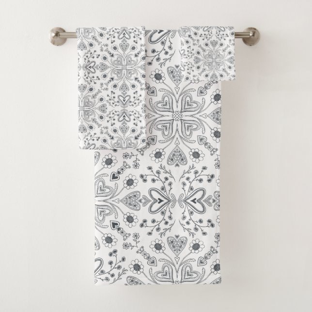 Boho Valentine Garden Mandala bath towel set (Insitu)