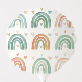 Boho Valentine Rainbow & Hearts Balloon