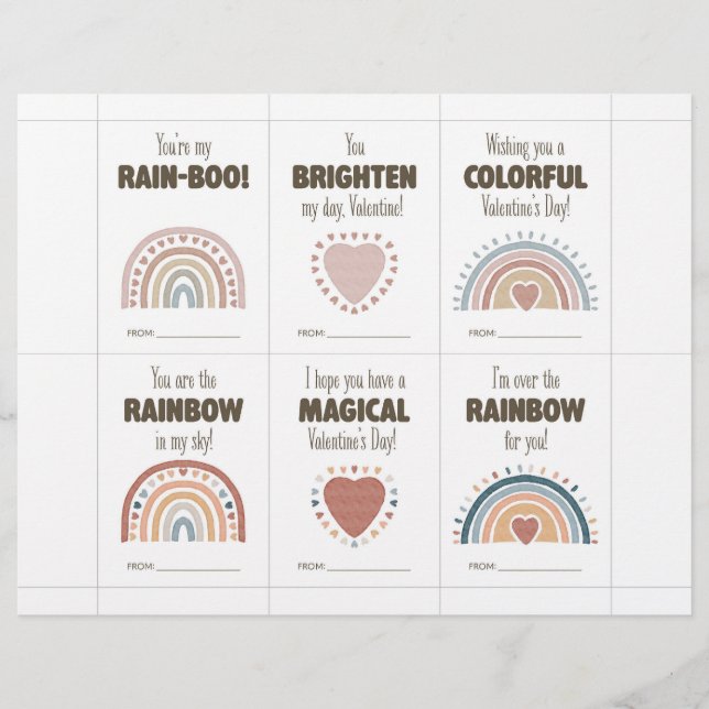 Boho Valentine’s Day Cards for Kids Classroom  (Front)