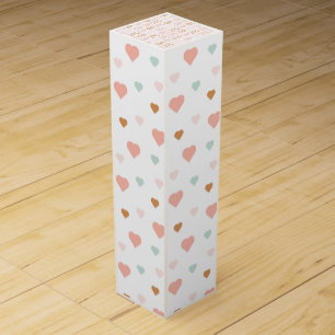 Boho Valentine's Day pastel love hearts Wine Box