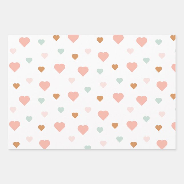 Boho Valentine's Day pastel love hearts Wrapping Paper Sheets (Front)