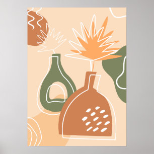 Boho Vases Wall Art Print Tropical Leaves Poster