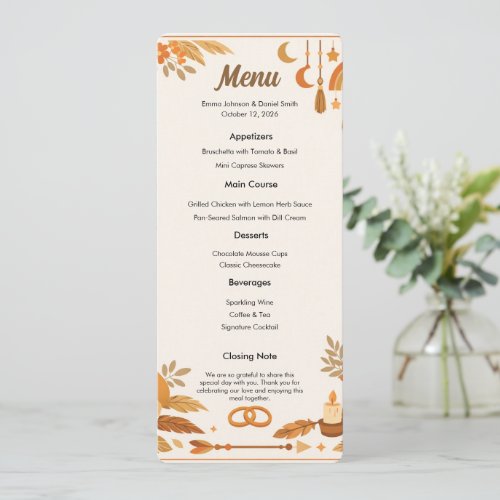 Boho Vibes Wedding Menu Card
