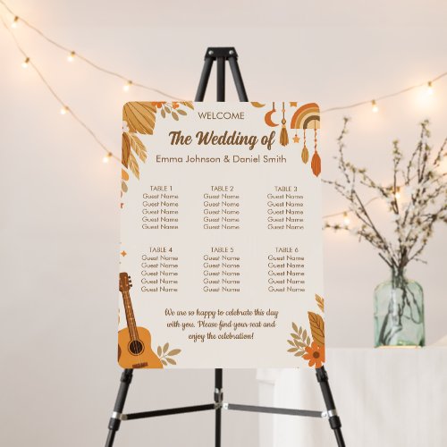 Boho Vibes Wedding Seating Chart Foam Board