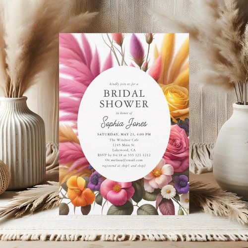 Boho Vibrant Bloom Cottagecore Bridal Shower Invitation