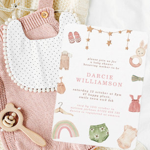 Boho Vintage Baby Toys & Clothes Baby Shower Invitation