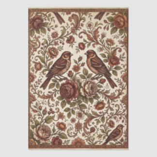 Boho Vintage Birds & Florals Tissue Paper