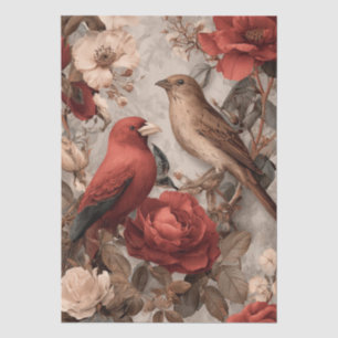 Boho Vintage Birds & Florals Tissue Paper