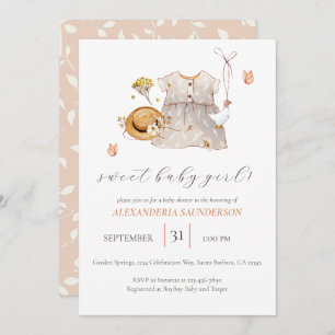 Boho Vintage Clothes Dress Baby Girl Invitation