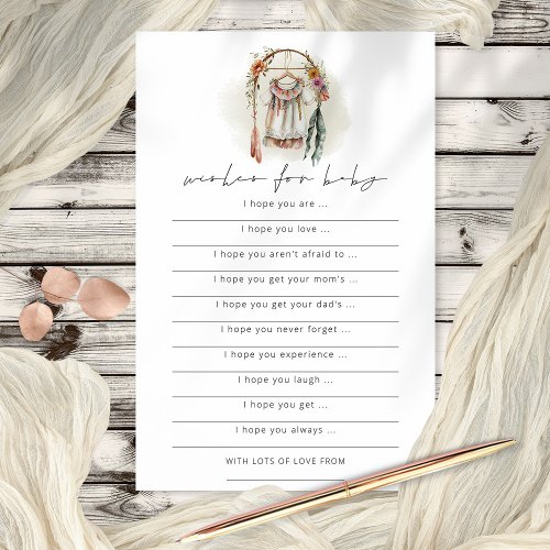 Boho Vintage Clothes Wishes for Baby Shower Game Flyer