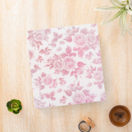 Boho vintage country chic white pink roses floral 3 ring binder