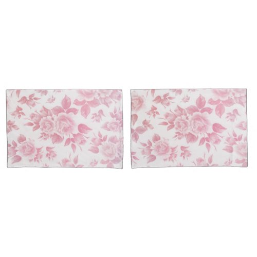  Boho vintage country chic white pink roses floral Pillow Case