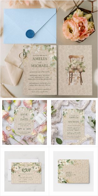 Boho Vintage Floral Botanical Wedding