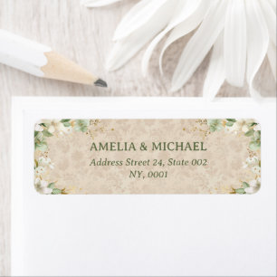 Boho Vintage Floral Botanical Wedding Label