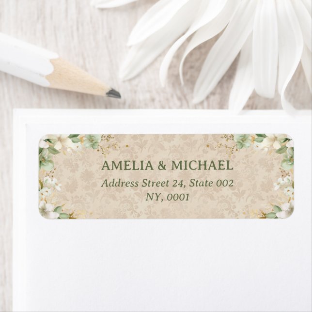 Boho Vintage Floral Botanical Wedding Label (Insitu)