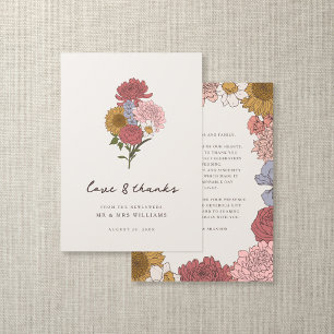 Boho Vintage Floral Fall Garden Wedding Thank You Card