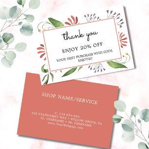 Boho vintage flowers floral discount card
