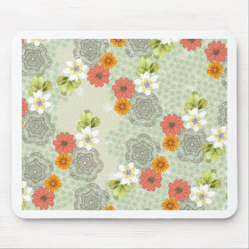 Boho Vintage Flowers Mouse Pad