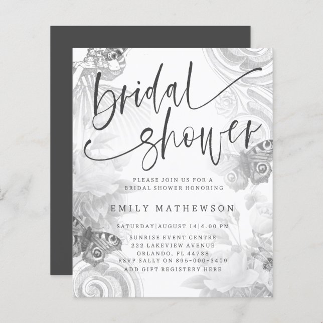 Boho Vintage Garden & Butterfly Bridal Shower (Front/Back)