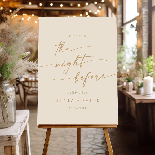 Boho Vintage Gold Welcome The Night Before Sign