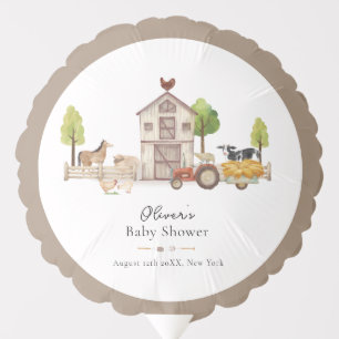 Boho Vintage Little Farmer Tractor Baby Shower Balloon