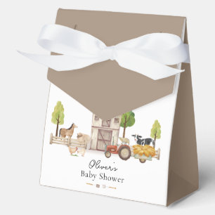 Boho Vintage Little Farmer Tractor Baby Shower Favor Boxes