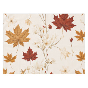 Boho Vintage Maple Leaves Winter Floral Pattern Tablecloth
