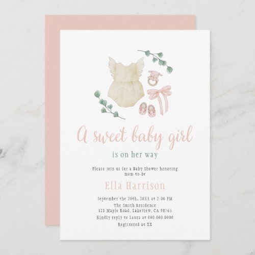 Boho Vintage Outfit Baby Shower Invitation