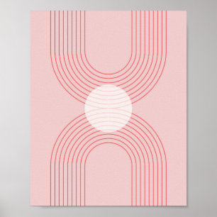 Boho Vintage Pink and Red Rainbow Arch 1 Poster