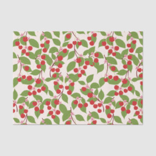 Boho Vintage Red Cherries Summer Bridal Shower Tissue Paper
