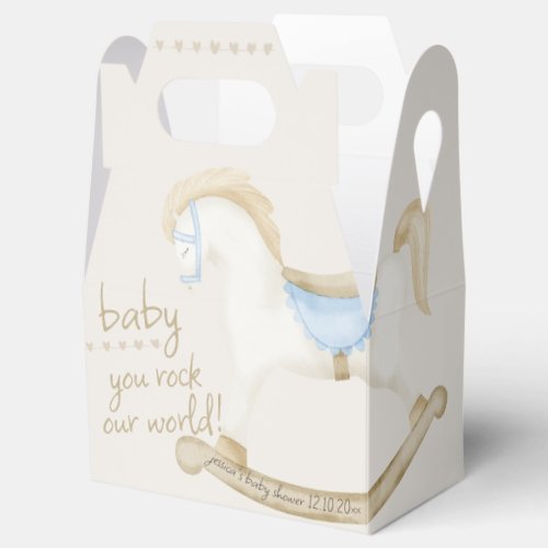 Boho Vintage Rocking Horse Cowboy Baby Shower Favor Boxes