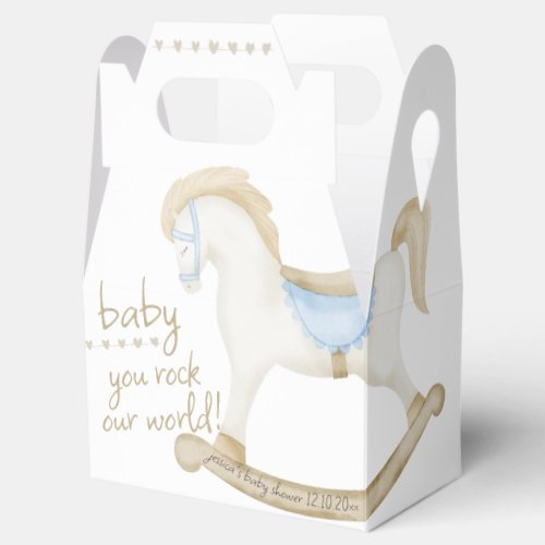 Boho Vintage Rocking Horse Cowboy Baby Shower Favor Boxes