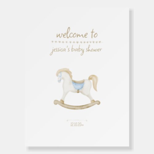 Boho Vintage Rocking Horse Cowboy Baby Shower Foam Board