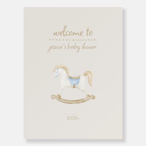 Boho Vintage Rocking Horse Cowboy Baby Shower Foam Board