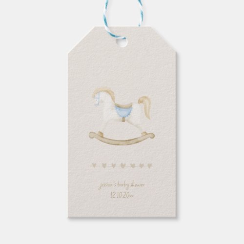 Boho Vintage Rocking Horse Cowboy Baby Shower Gift Tags