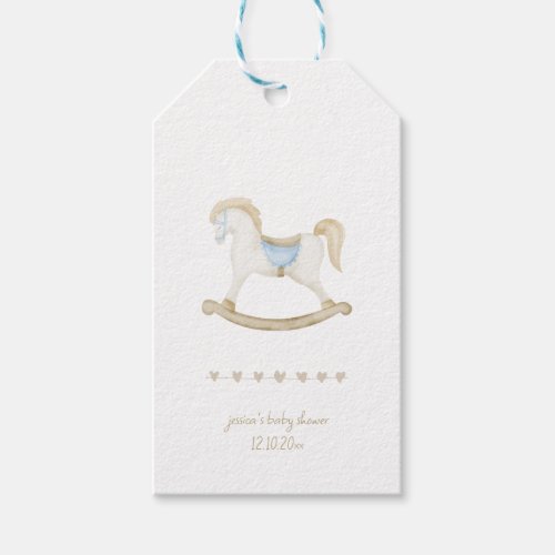 Boho Vintage Rocking Horse Cowboy Baby Shower Gift Tags