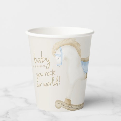 Boho Vintage Rocking Horse Cowboy Baby Shower Paper Cups