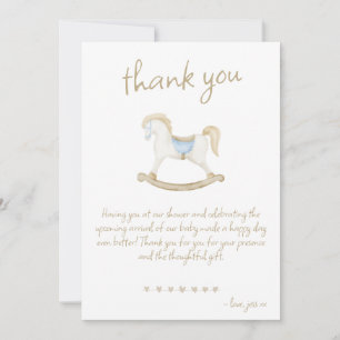 Boho Vintage Rocking Horse Cowboy Baby Shower Thank You Card