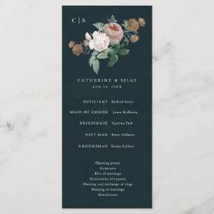 Boho Vintage Rose Floral Wedding Program