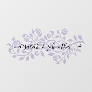 Boho Vintage Rustic Lavender Floral Custom Name Wall Decal