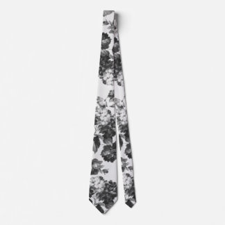 Boho vintage simple black white floral tie