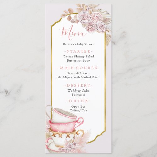 Boho Vintage Tea Party  Menu