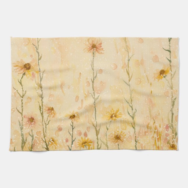 Boho Vintage Wildflowers Kitchen Towel (Horizontal)