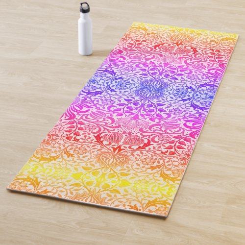 Boho Vintage William Morris Pattern Rainbow Yoga Mat