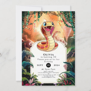 Boho Viper Snake Birthday Invitation